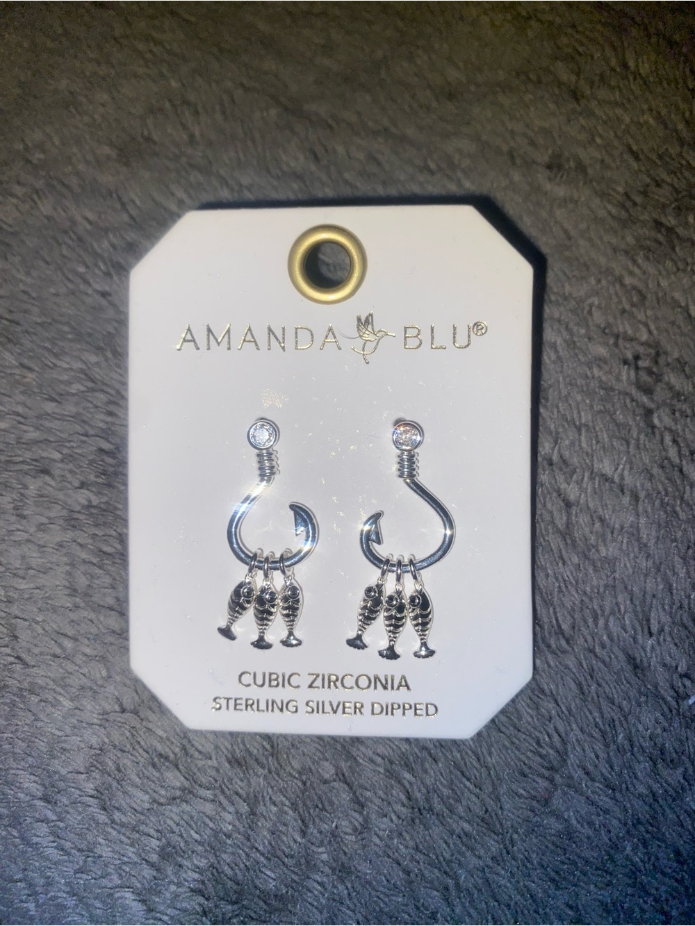 Sterling Silver Fish Hook Earrings - White/Silver